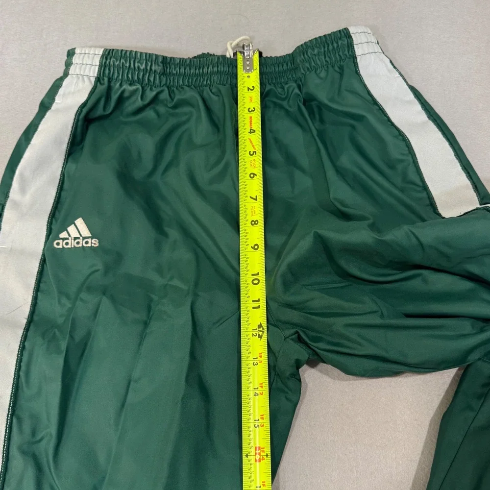 Adidas Track Pants Mens S Green Vintage Elastic Waist Tapered Leg Striped Trim